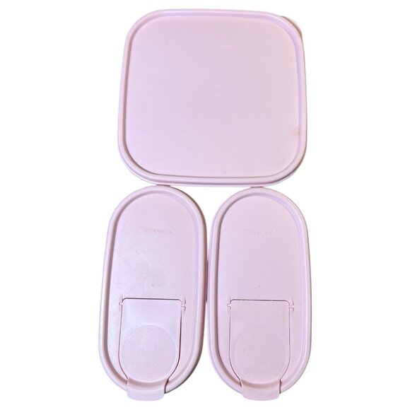 Lot 3 Tupperware Modular Mates Oval Containers Pink Lids - Picture 2 of 13